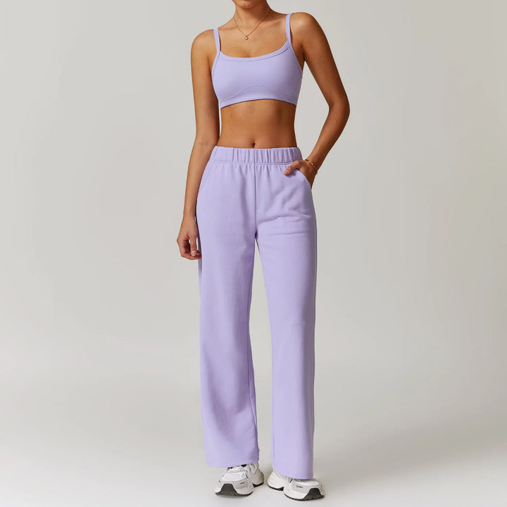 2PCS Long Sleeve Crop Top High Waist Leggings