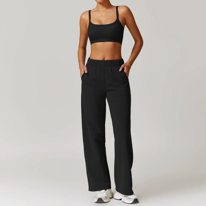 2PCS Long Sleeve Crop Top High Waist Leggings