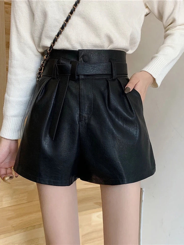 Faux PU Leather Shorts