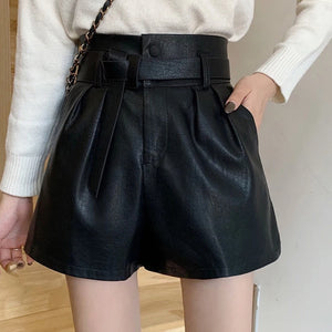 Faux PU Leather Shorts