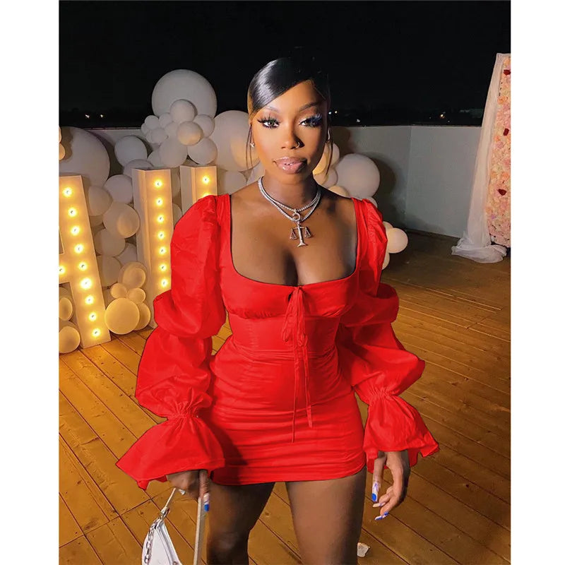 Puff Sleeve Mini Dress