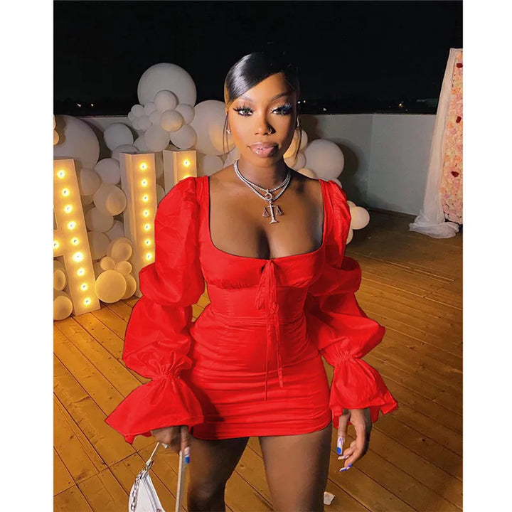 Puff Sleeve Mini Dress