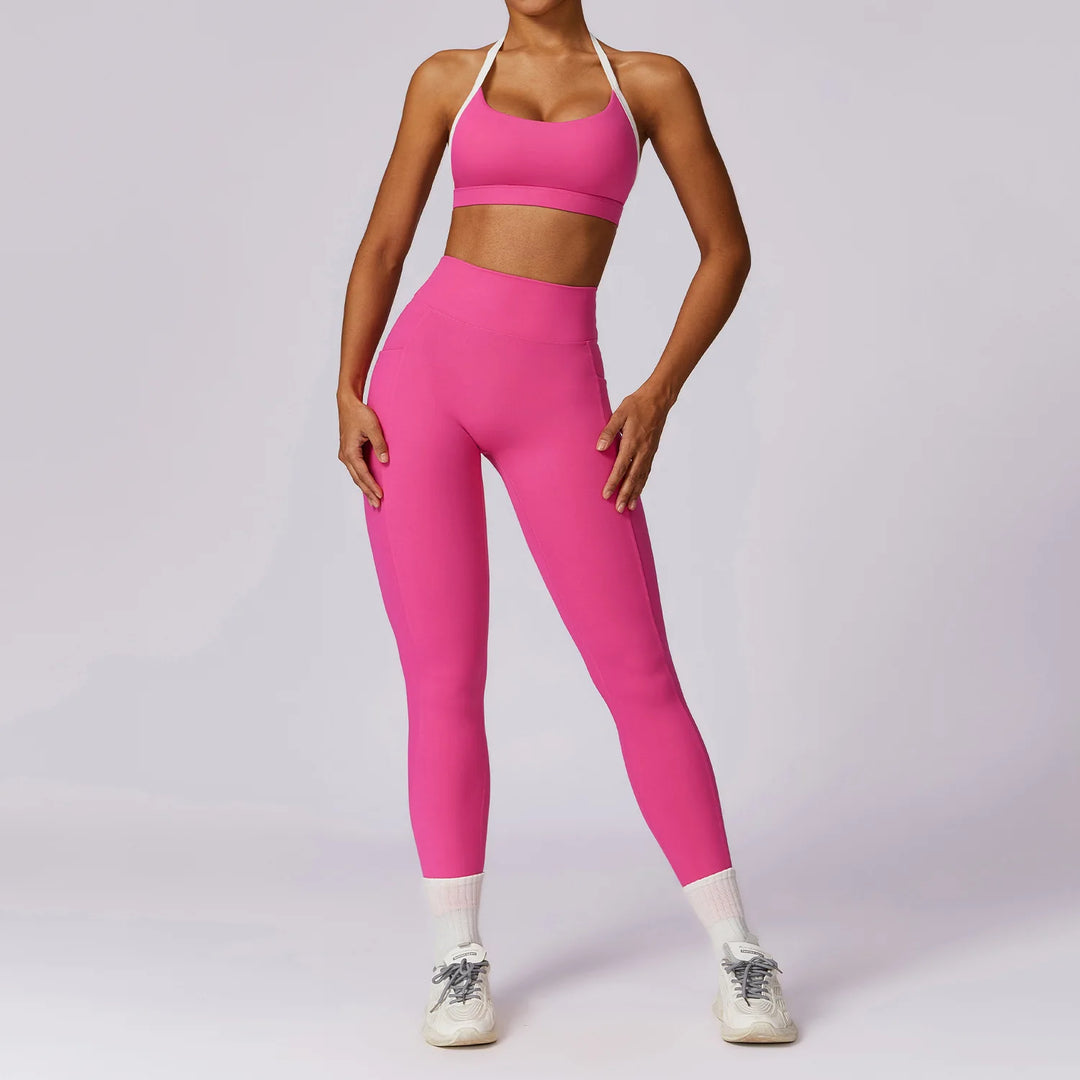 2PCS Long Sleeve Crop Top High Waist Leggings Sets