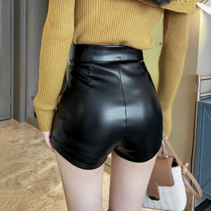 PU Leather High Waisted Shorts