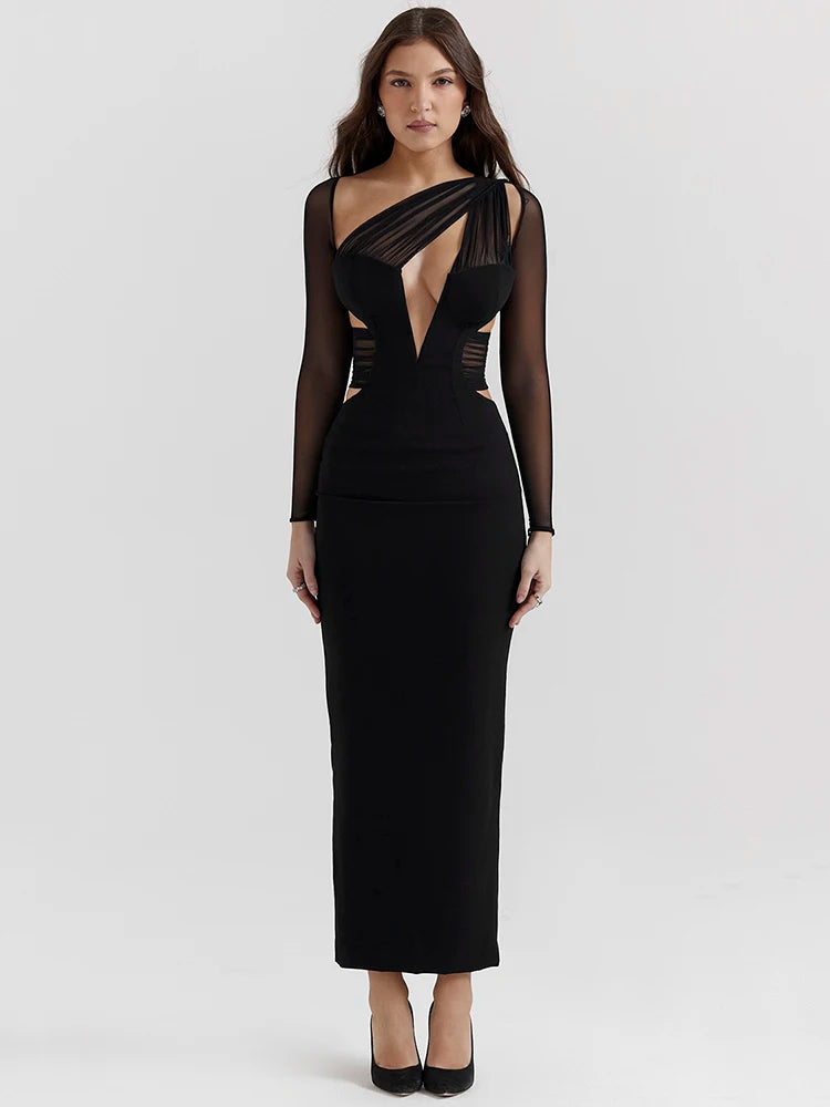 Elegant Hollow Out Bodycon Sexy Maxi Dress