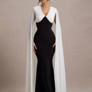 Cape Sleeve V Neck Sexy Maxi Dress