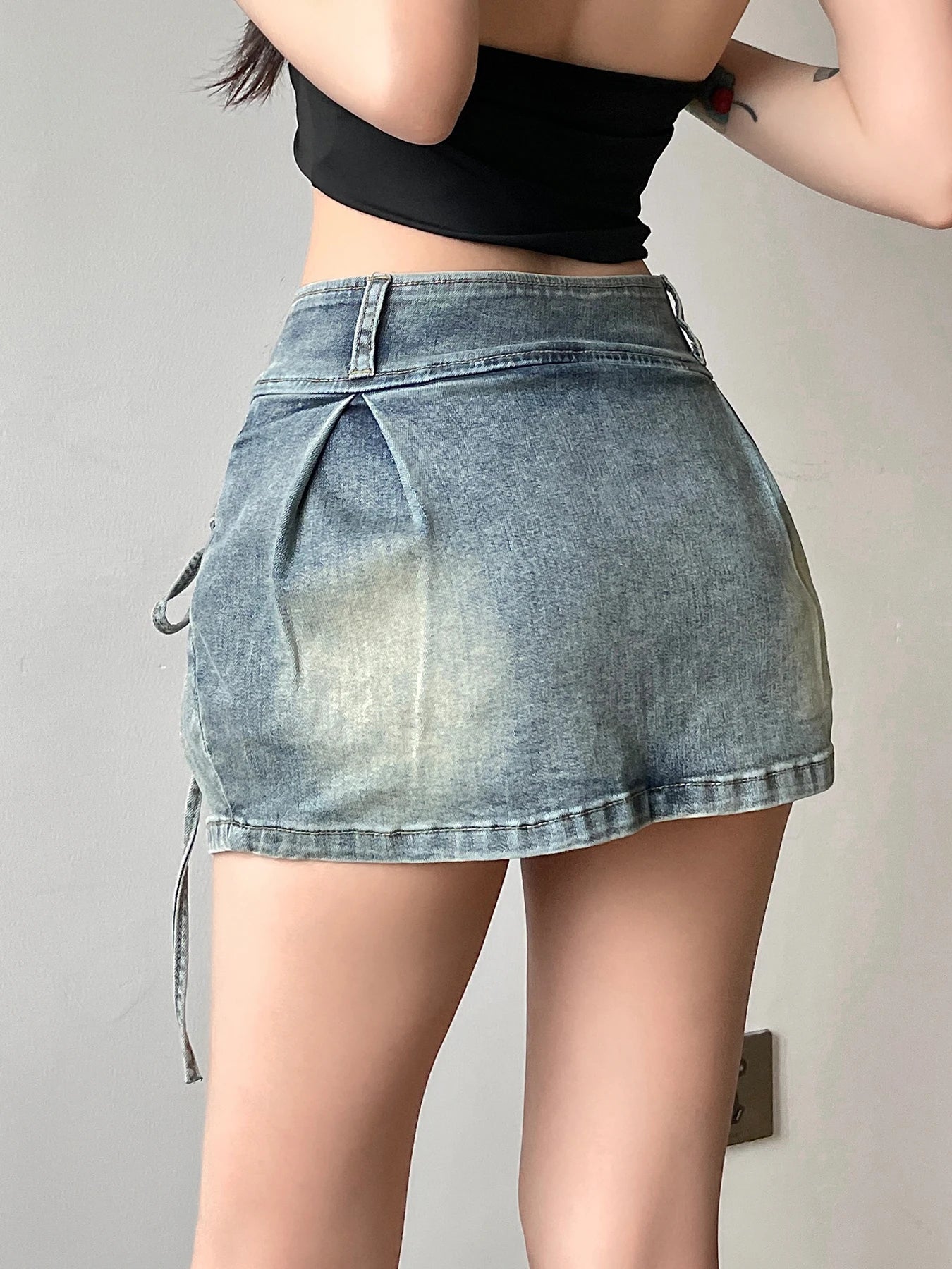 Weekeep y2k Low Rise Denim Skirt