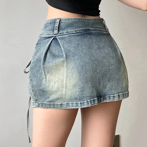 Weekeep y2k Low Rise Denim Skirt