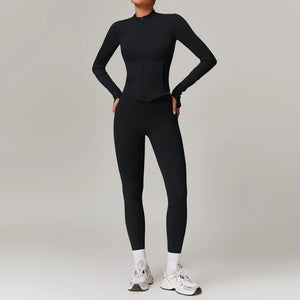 2PCS Yoga Long Sleeve Zipper Sports Sets