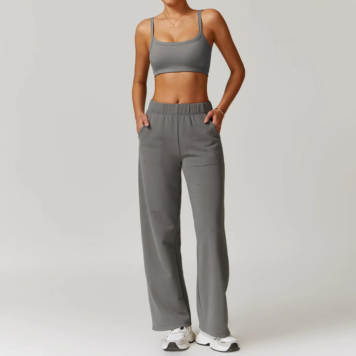 2PCS Long Sleeve Crop Top High Waist Leggings