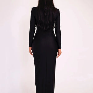 Elegant Hollow Out Long Sleeve Sexy Maxi Dress