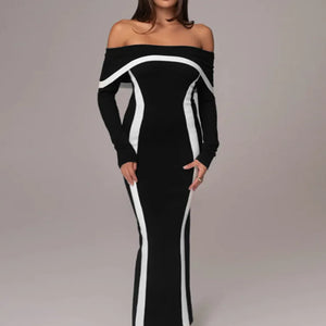 Off-shoulder Long Sleeve Sexy Maxi Dress