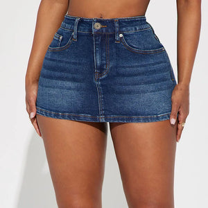 High Elastic Denim Mini Skirt