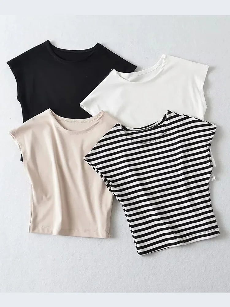 Basic Crop Tops Slim T-Shirts