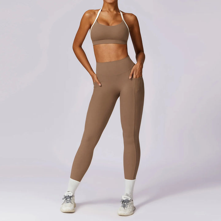 2PCS Long Sleeve Crop Top High Waist Leggings Sets
