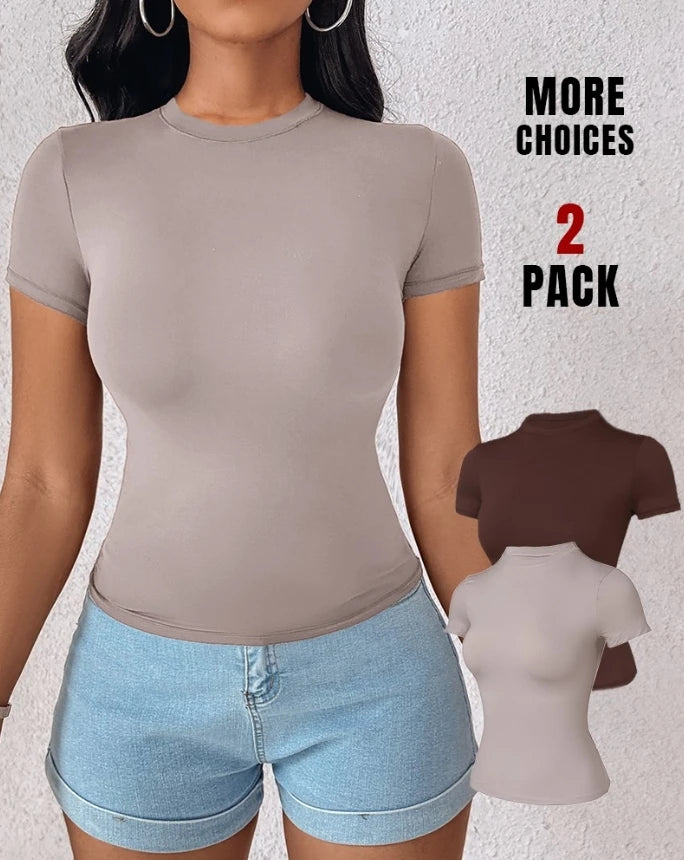 Fashion High Stretch Shape wear Short Sleeved Top