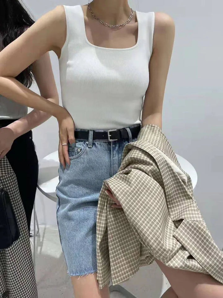 chic basic U-NECK Basic Tops