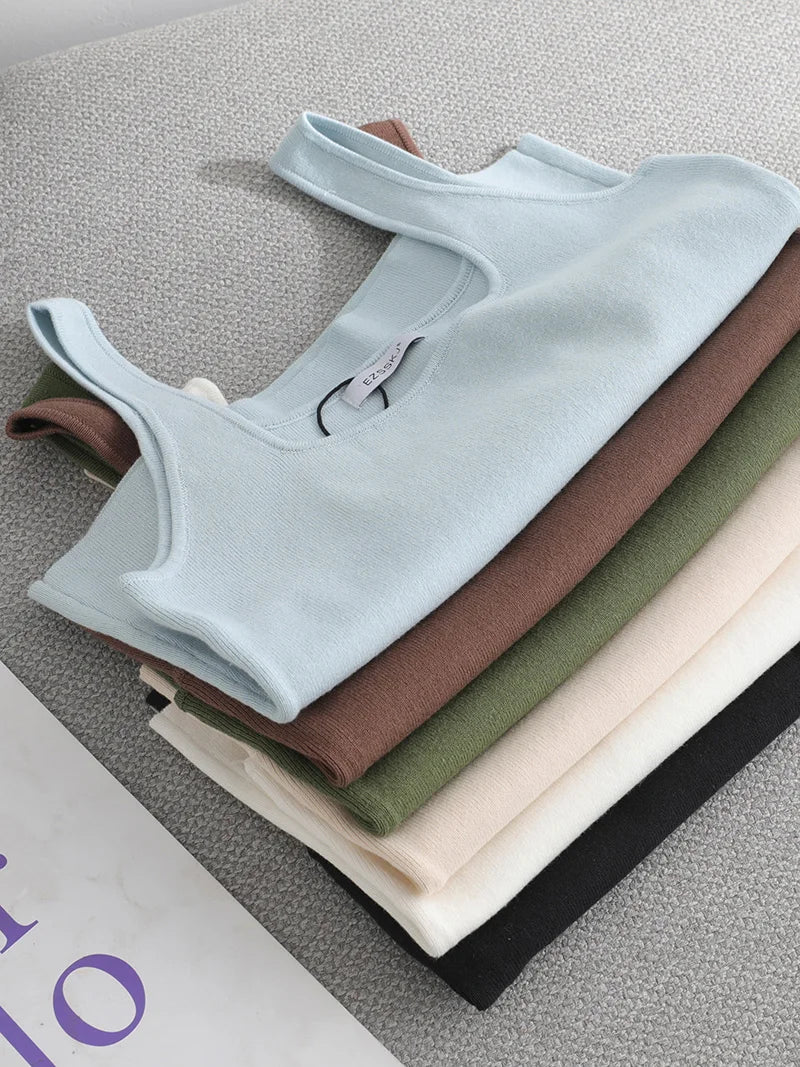 chic basic U-NECK Basic Tops