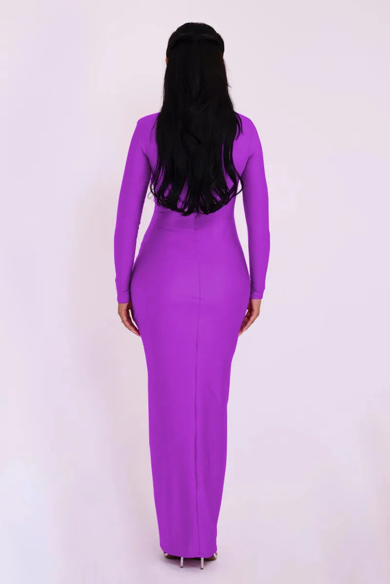 Elegant Hollow Out Long Sleeve Sexy Maxi Dress