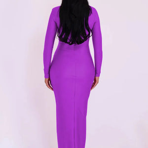 Elegant Hollow Out Long Sleeve Sexy Maxi Dress