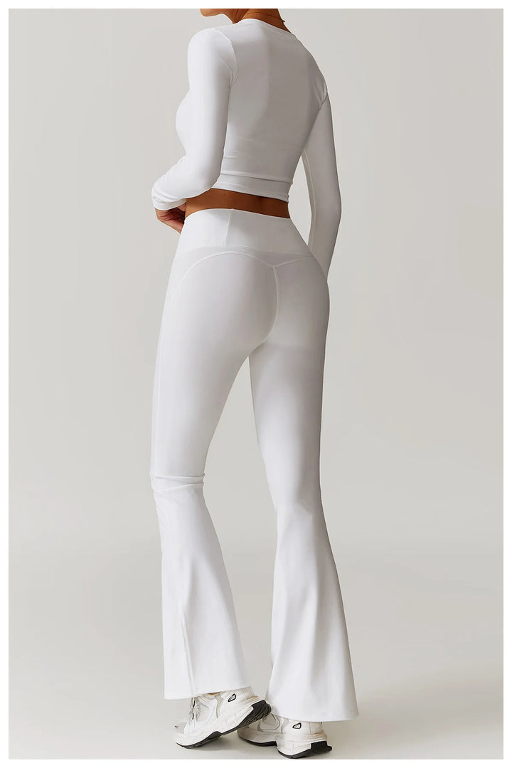 2PCS Long Sleeve Crop Top High Waist Leggings