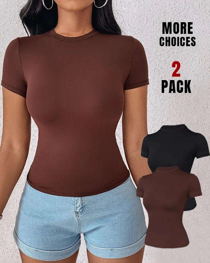Fashion High Stretch Shape wear Short Sleeved Top