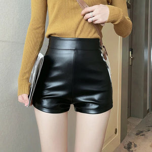 PU Leather High Waisted Shorts