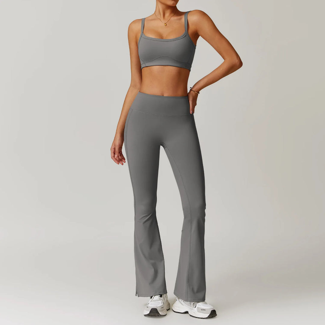 2PCS Long Sleeve Crop Top High Waist Leggings