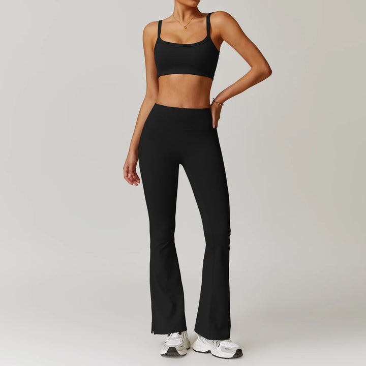2PCS Long Sleeve Crop Top High Waist Leggings