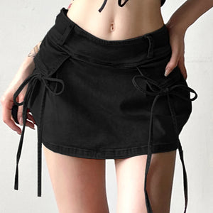 Weekeep y2k Low Rise Denim Skirt